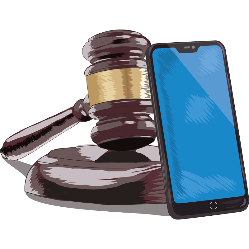 illustration of a gavel and smart phone