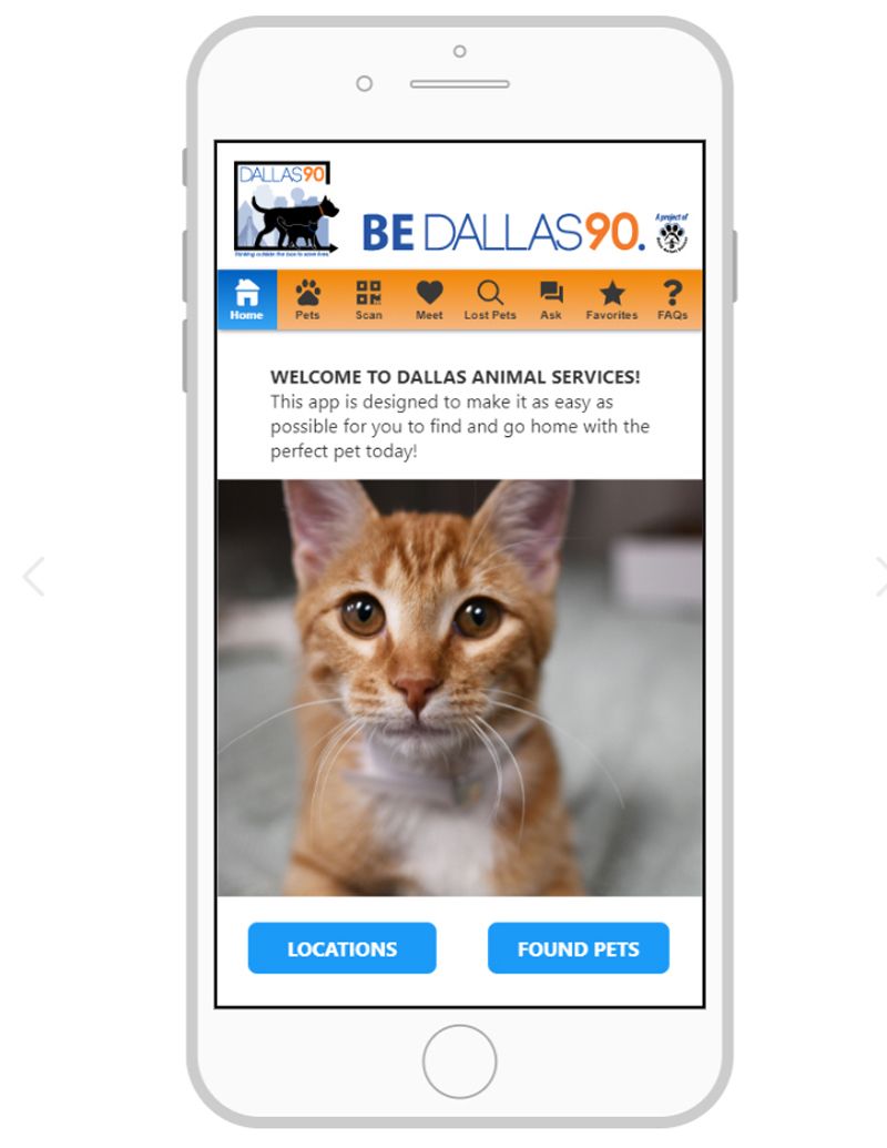 mockup of the Dallas Animal Services app