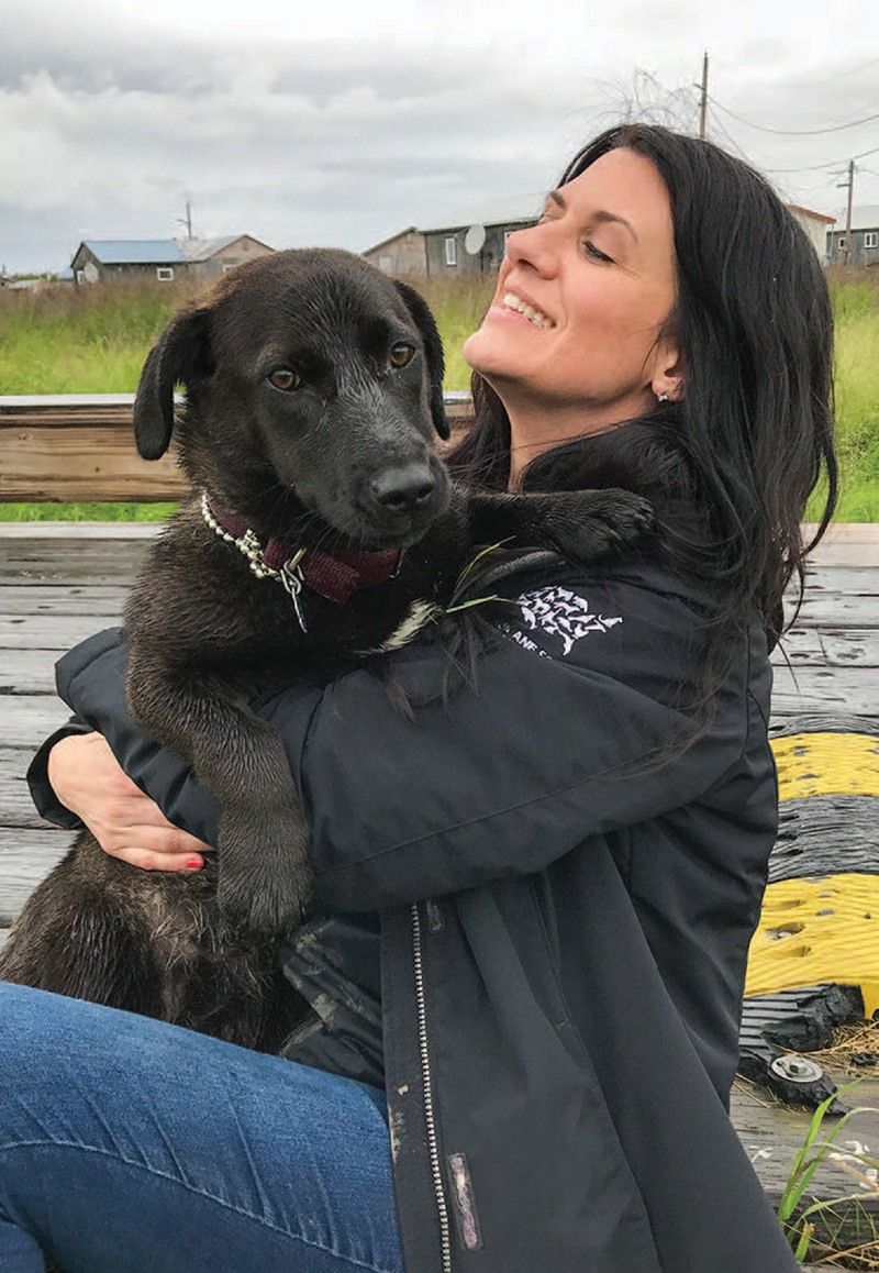 Amanda Arrington meets a new friend in the YK Delta region of Alaska